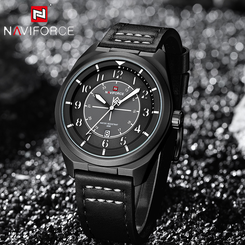 Leather Watch Band Men - Relógio de Quartzo NAVIFORCE para Homens,