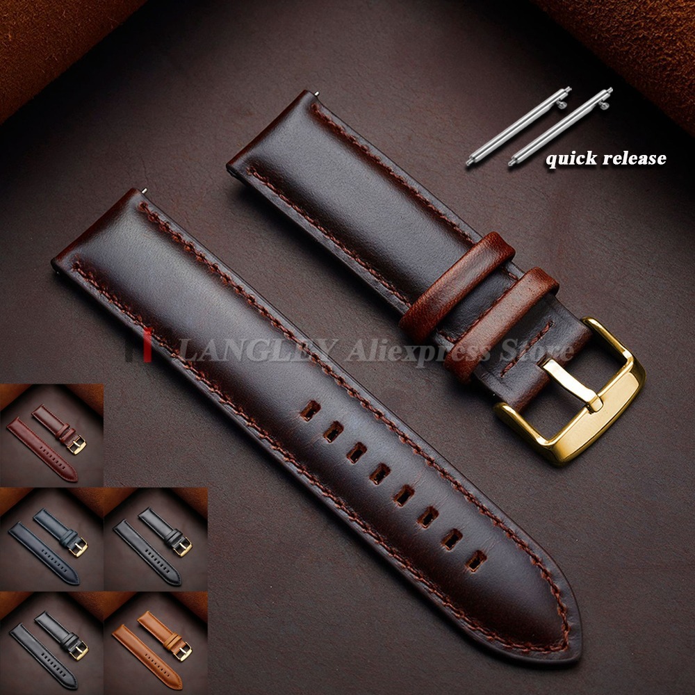 Suede Strap Watch - Pulseira de relógio de couro genuíno