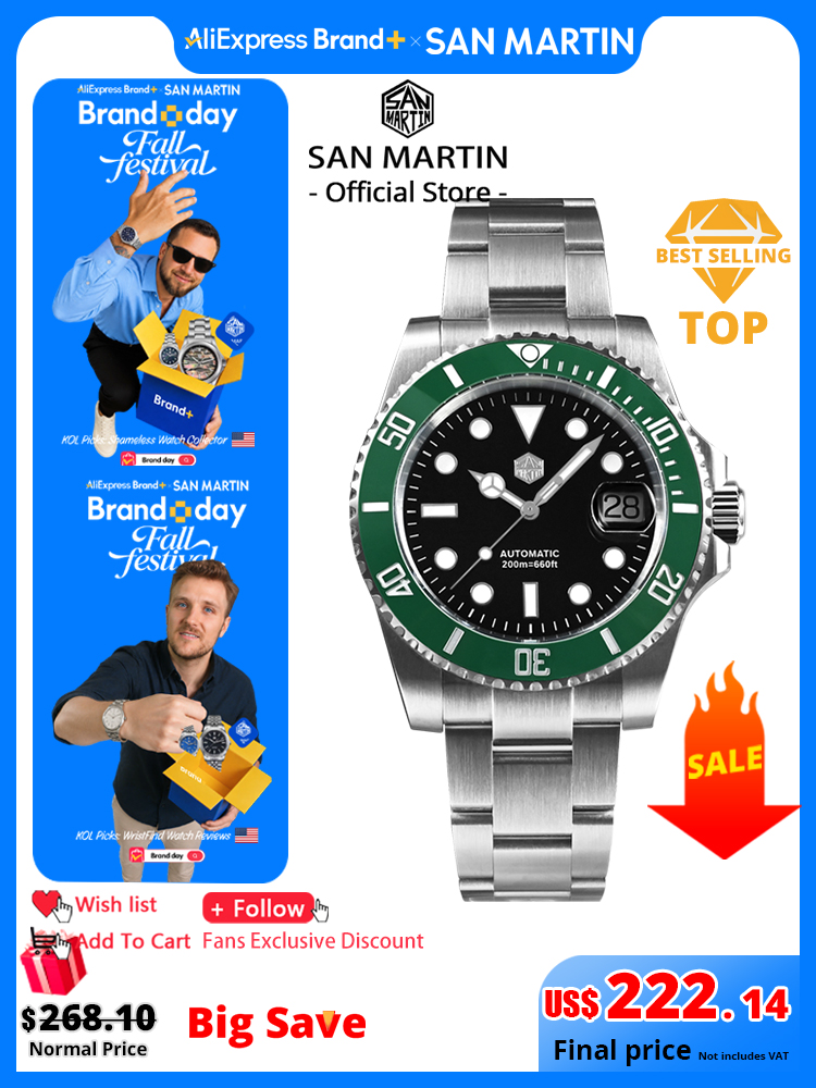 Rolex Watch Submariner - Relógio de Mergulho San Martin Novo