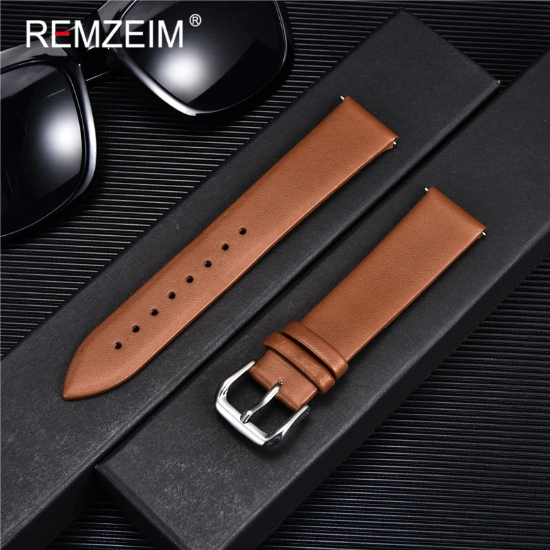 Suede Strap Watch - Ultra-fino pulseira de couro genuíno relógio