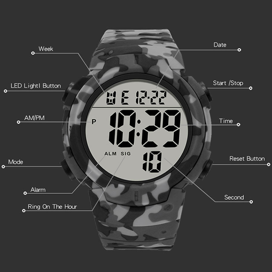 Relógio eletrônico camuflado m - Canvas Strap Watch avaliação e preço