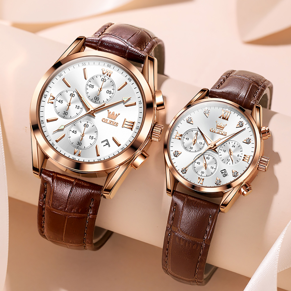 OLEVS-Relógio de casal imperme - Leather Watch Band Men avaliação e preço