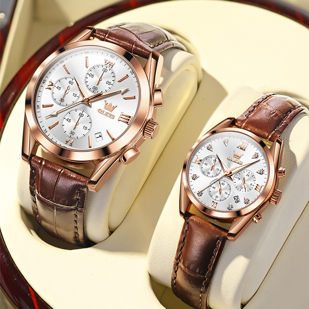 OLEVS-Relógio de casal imperme - Leather Watch Band Men avaliação e preço