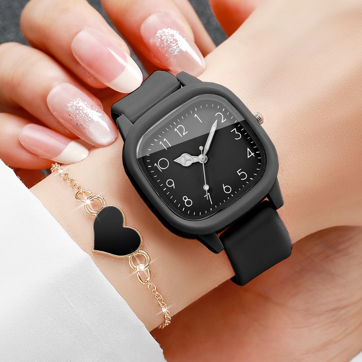 Conjunto de 5 peças: relógio f - Silicone Band Women avaliação e preço