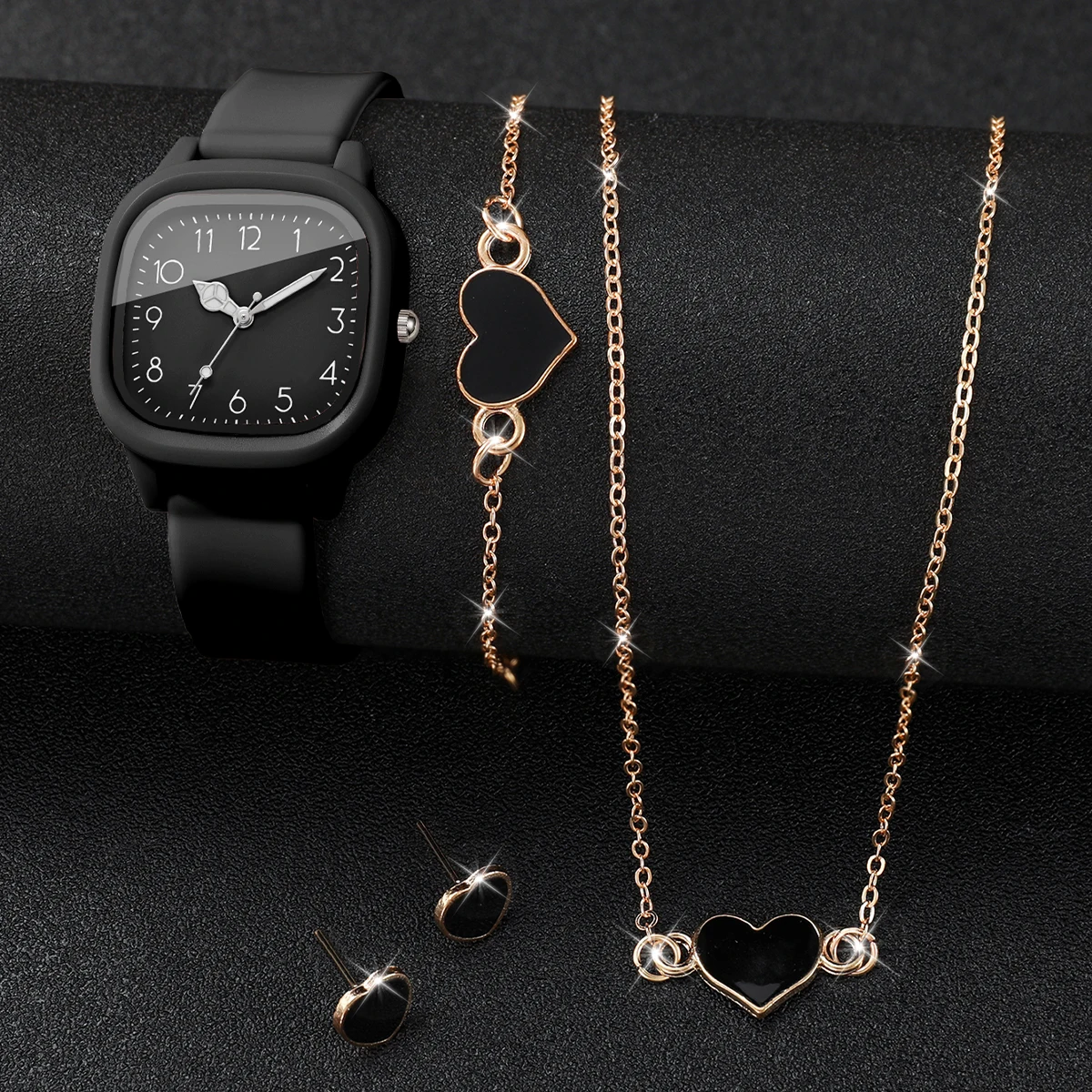 Conjunto de 5 peças: relógio f - Silicone Band Women avaliação e preço