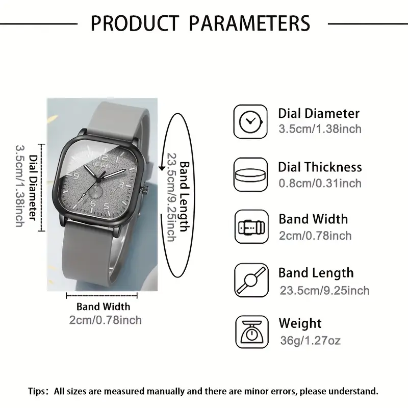 Relógio feminino Fashion Squar - Silicone Band Women avaliação e preço